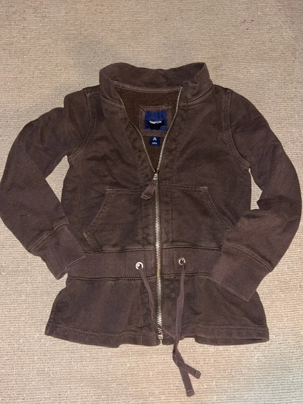 Vintage GAP Kids Brown Girls' Drawstring Zip Sweatshirt Jacket. Great Condition